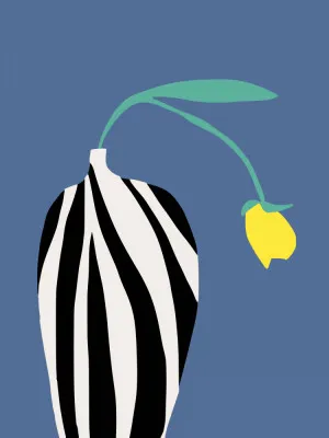 Tulip in zebra striped vase illustration