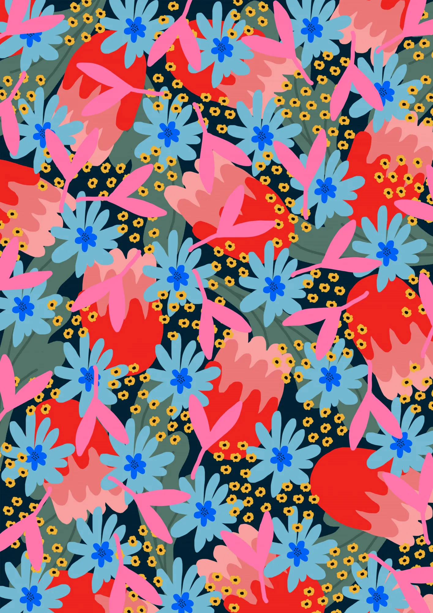 Vertical floral pattern by rafaela mascaro