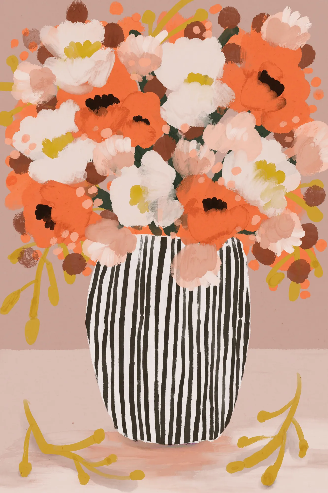 Striped vase blooms by treechild