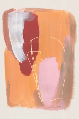 Abstract brush strokes in red and orange
