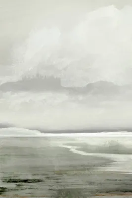 Vertical lakescape with soft brush strokes by dan hobday