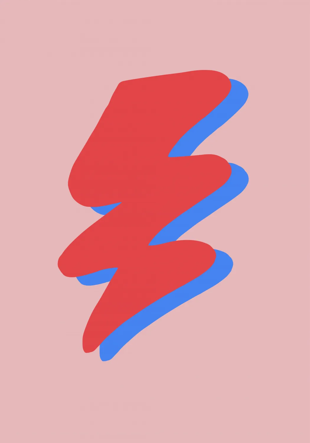 Pink lightning bolt over stormy sky