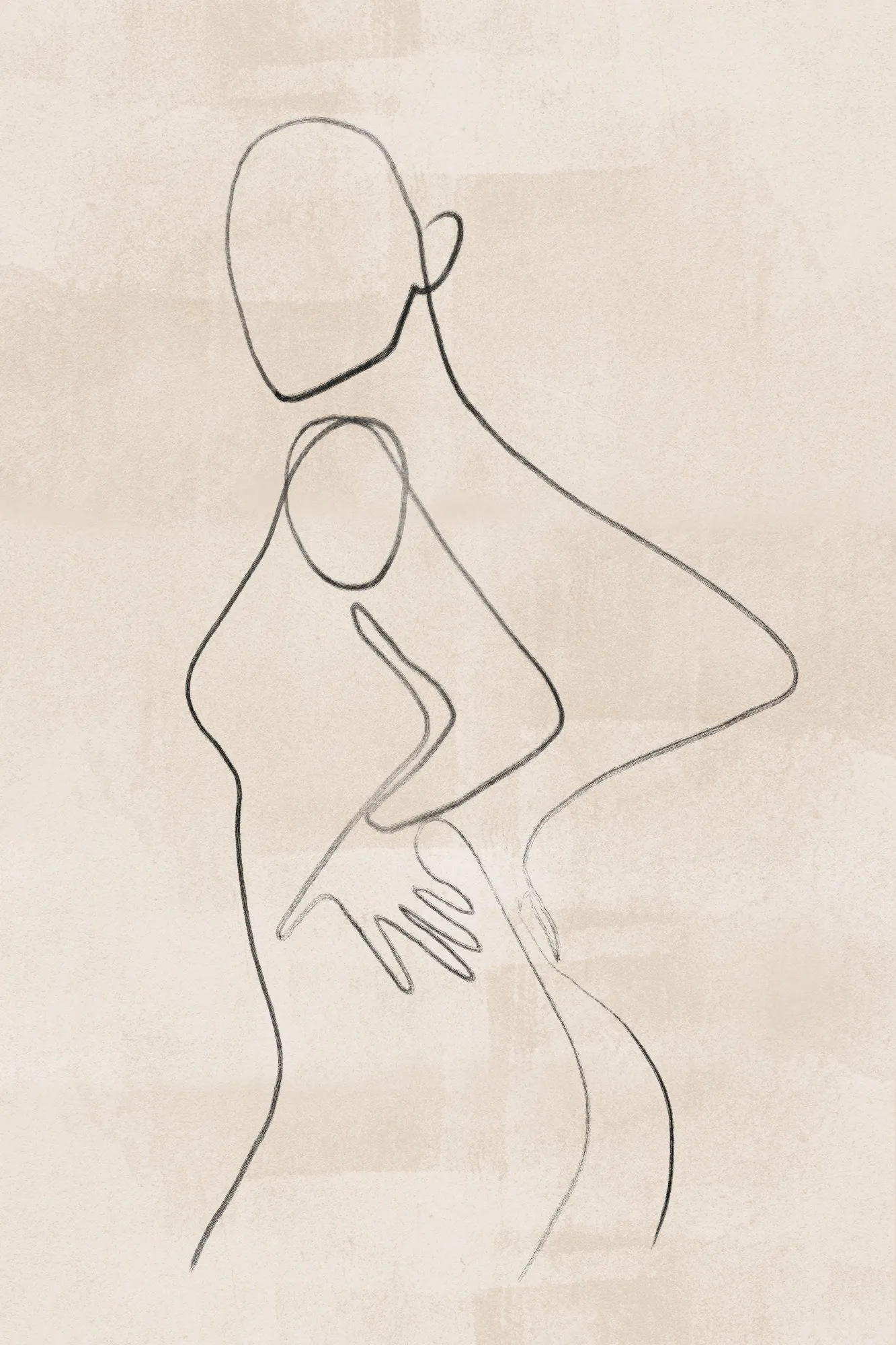 Line art portrait of an abstract female figure outdoors