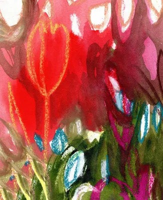 Red tulips in spring abstract by janel bragg