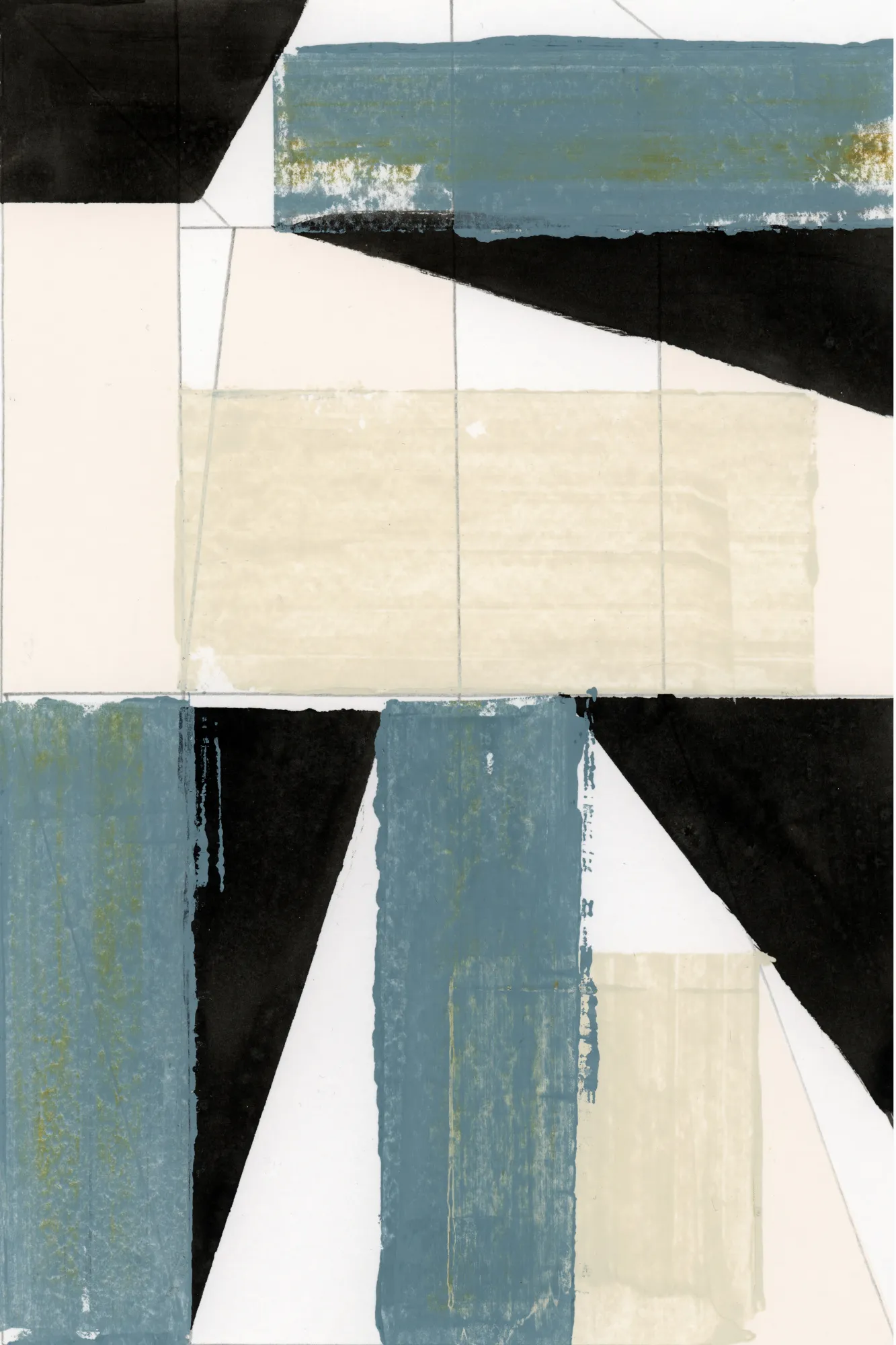 Abstract blue shapes no2 print by cartissi