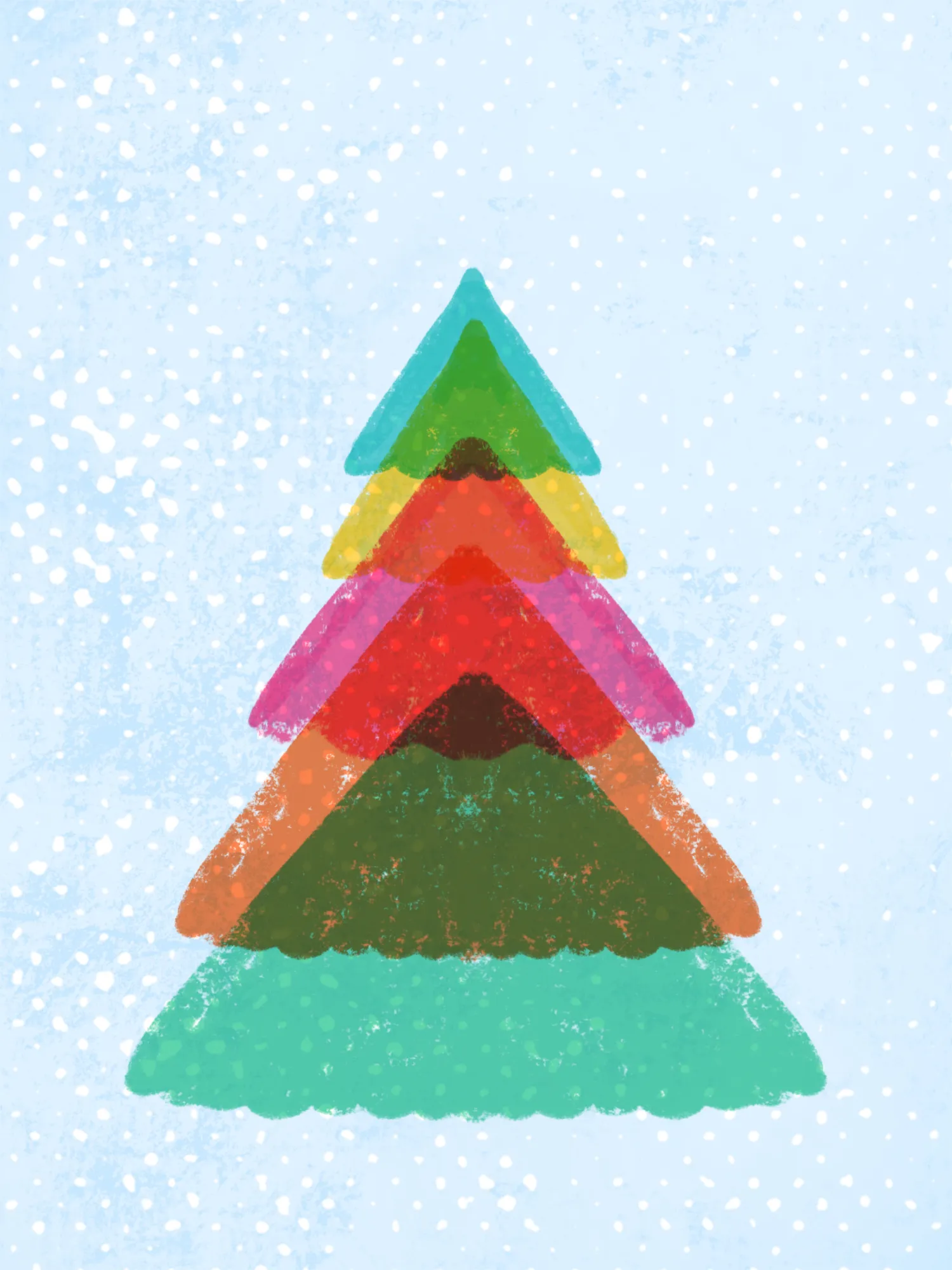 Christmas tree illustration in blue tones