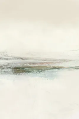 Abstract coastal scene with layered brush strokes