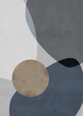 Organic blue circles in vertical graphic illustration