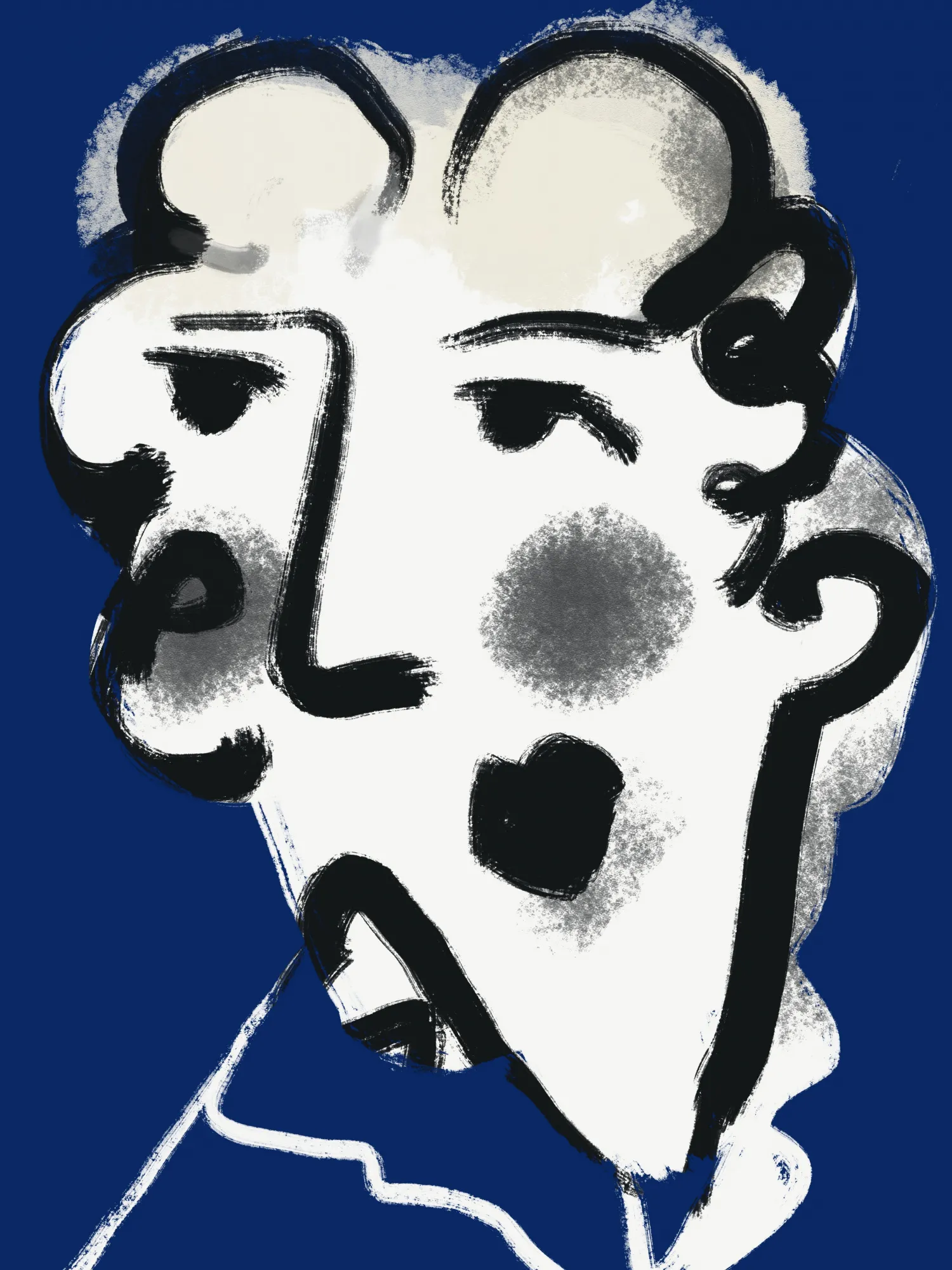 Landlady in blue vertical portrait by little dean