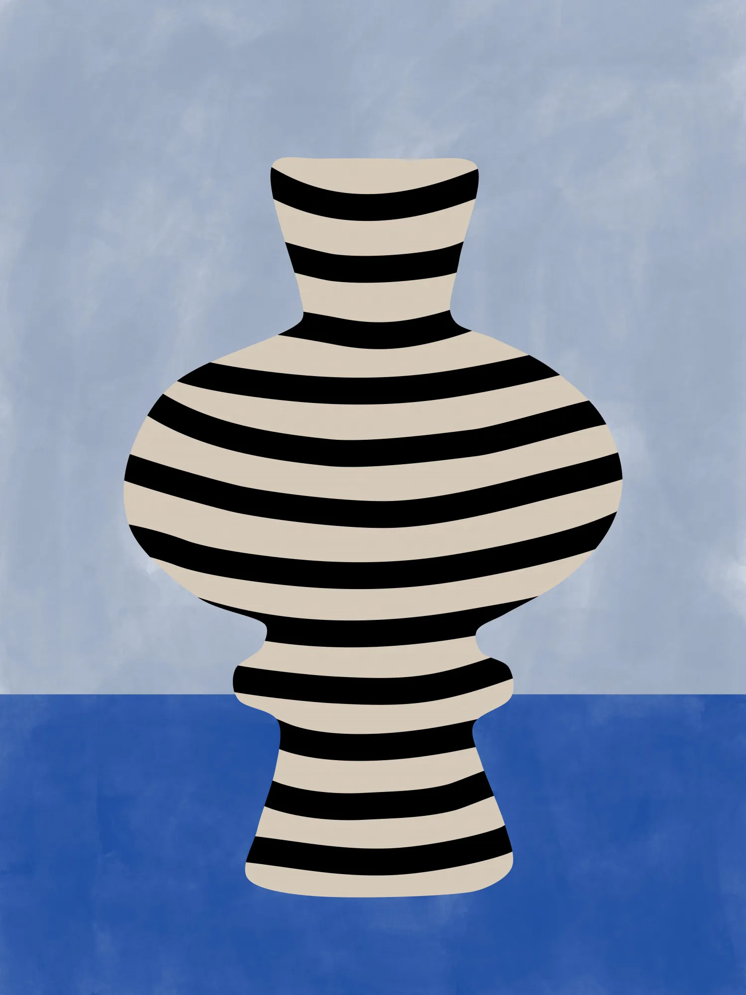 Striped vase illusion in blue tones