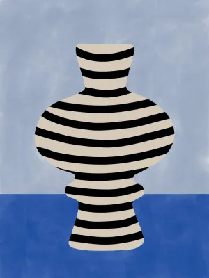 Striped vase illusion in blue tones