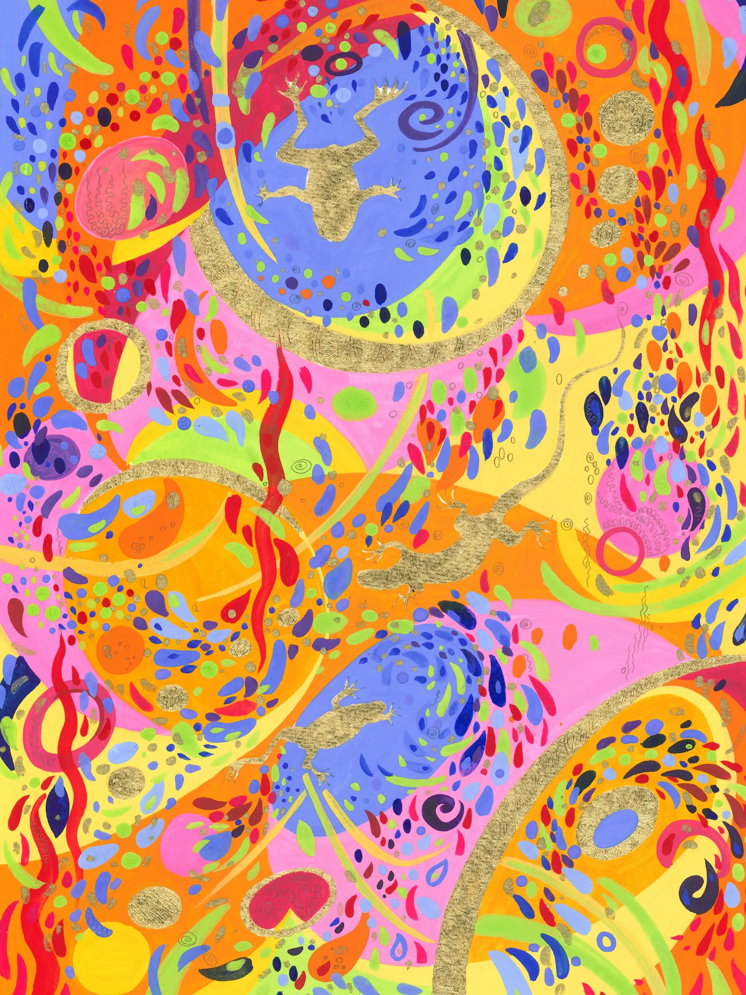 Amphibian pool in vibrant swirls