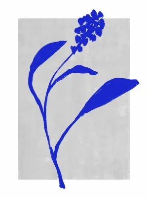 Azure blossom silhouette vertical botanical art