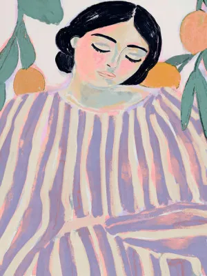 Tranquil stripes portrait in soft pastels