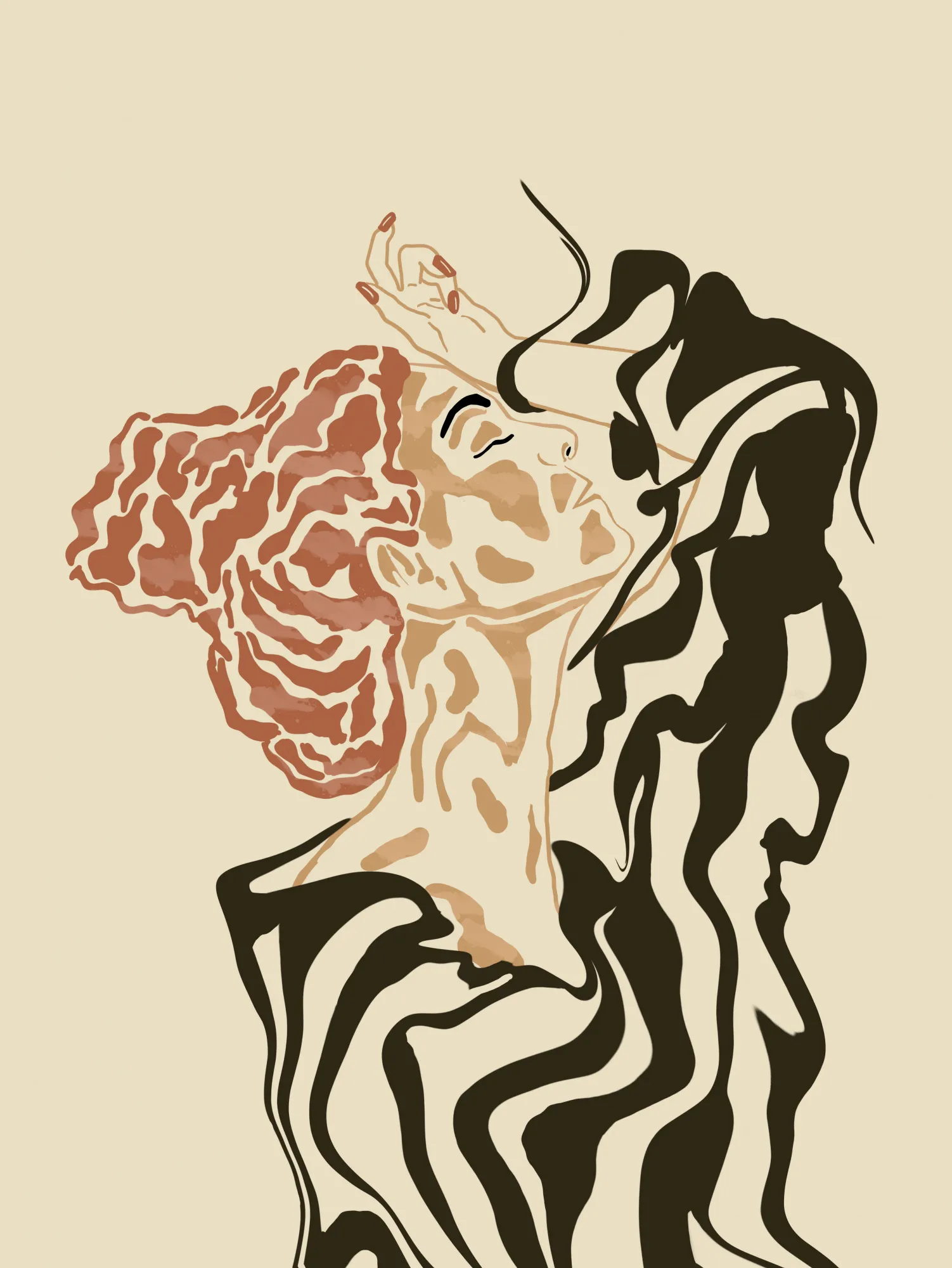 Woman in a striped blouse by sannel larson