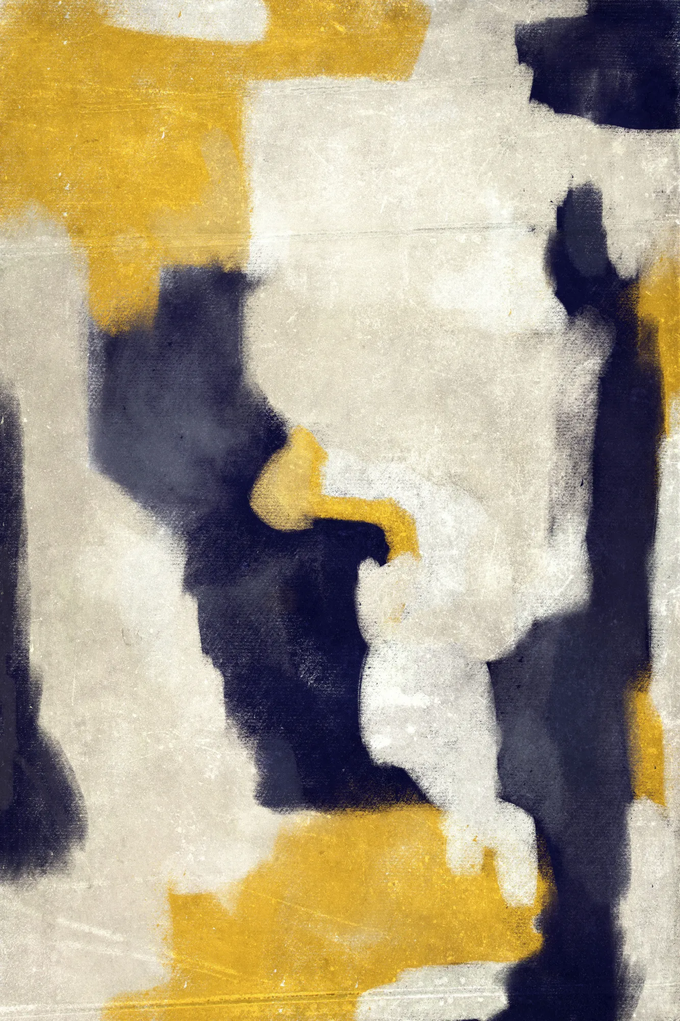 Abstract outdoor scene in blue and yellow