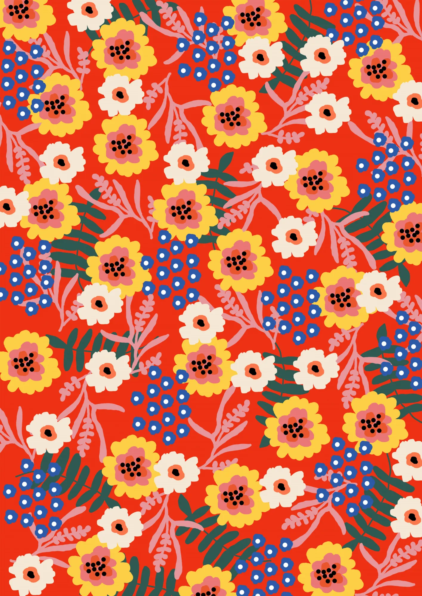 Botanical illustration with floral motifs