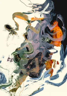 Abstract outdoor scene with colorful brush strokes