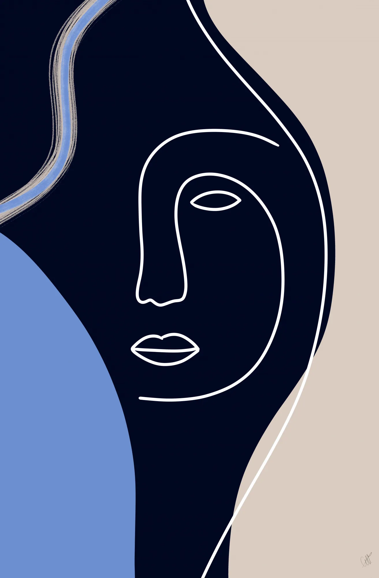 Line art face by anne-marie volfova