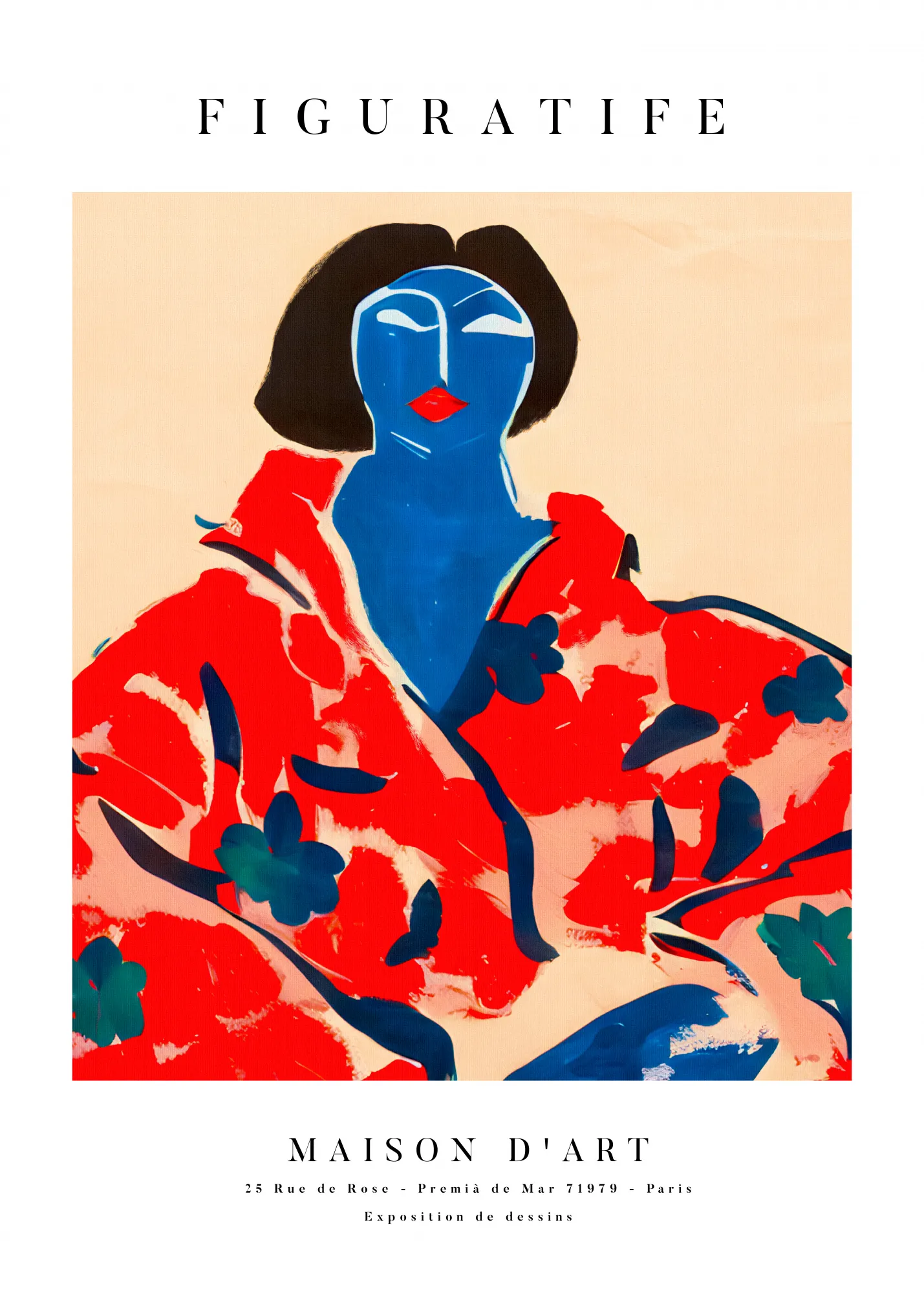 Colorful portrait with patterned robe by the printable studio