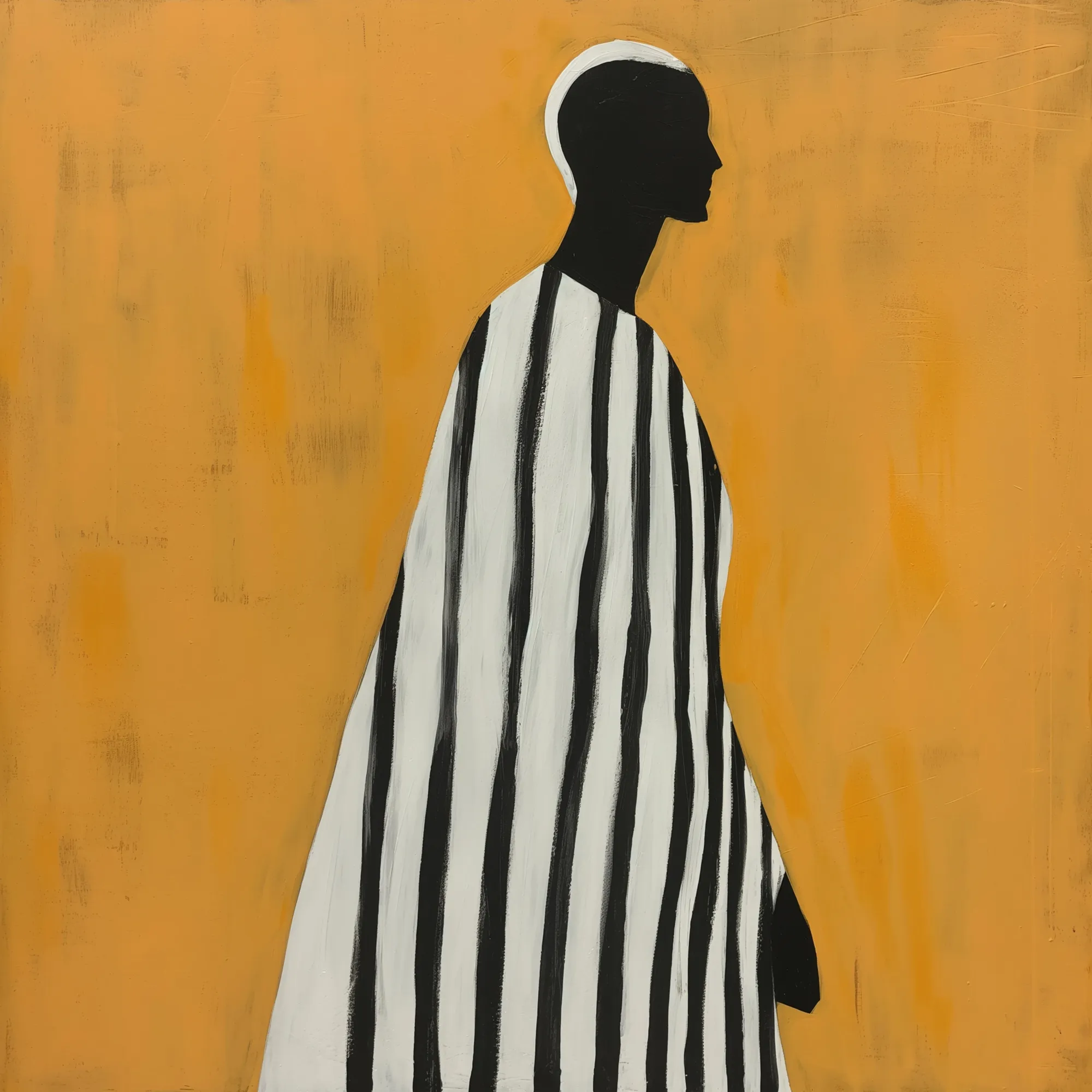 Portrait of a man with zebra stripes