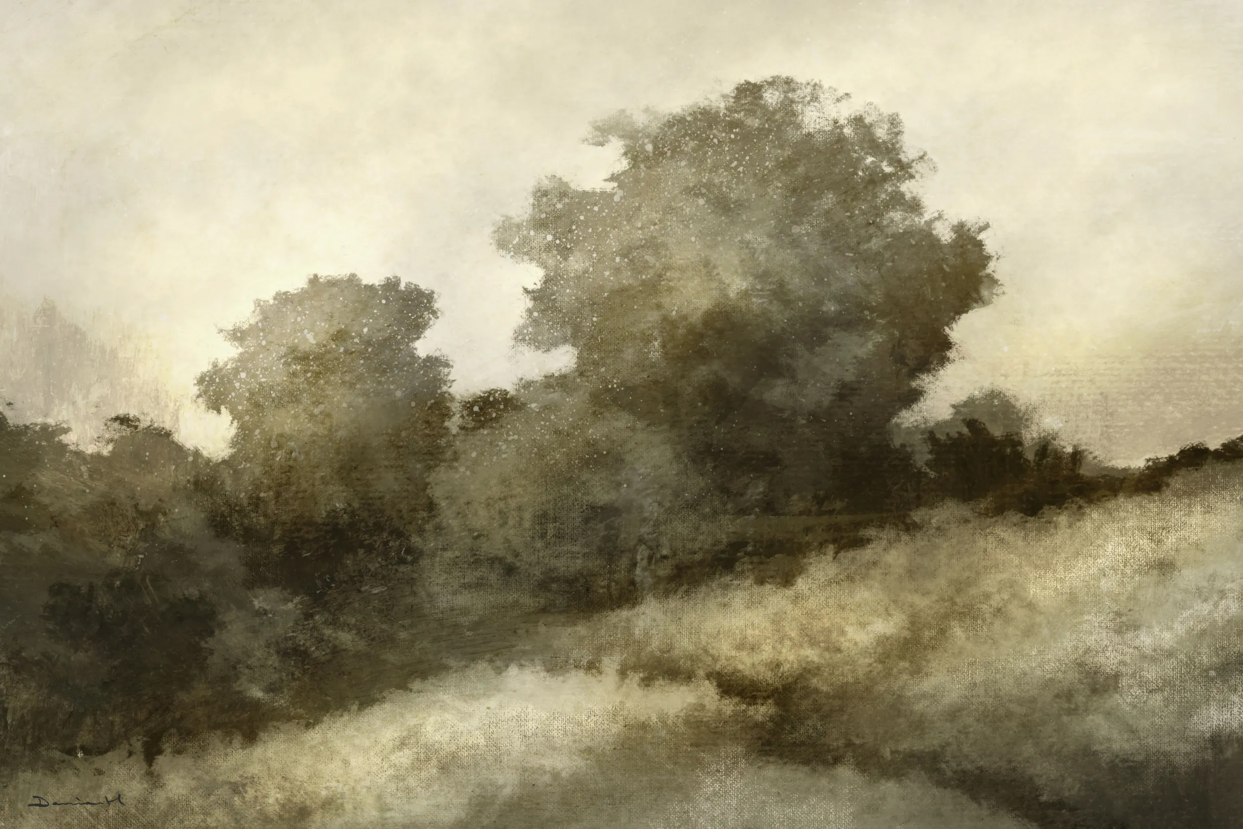 Devon hill landscape illustration by dan hobday