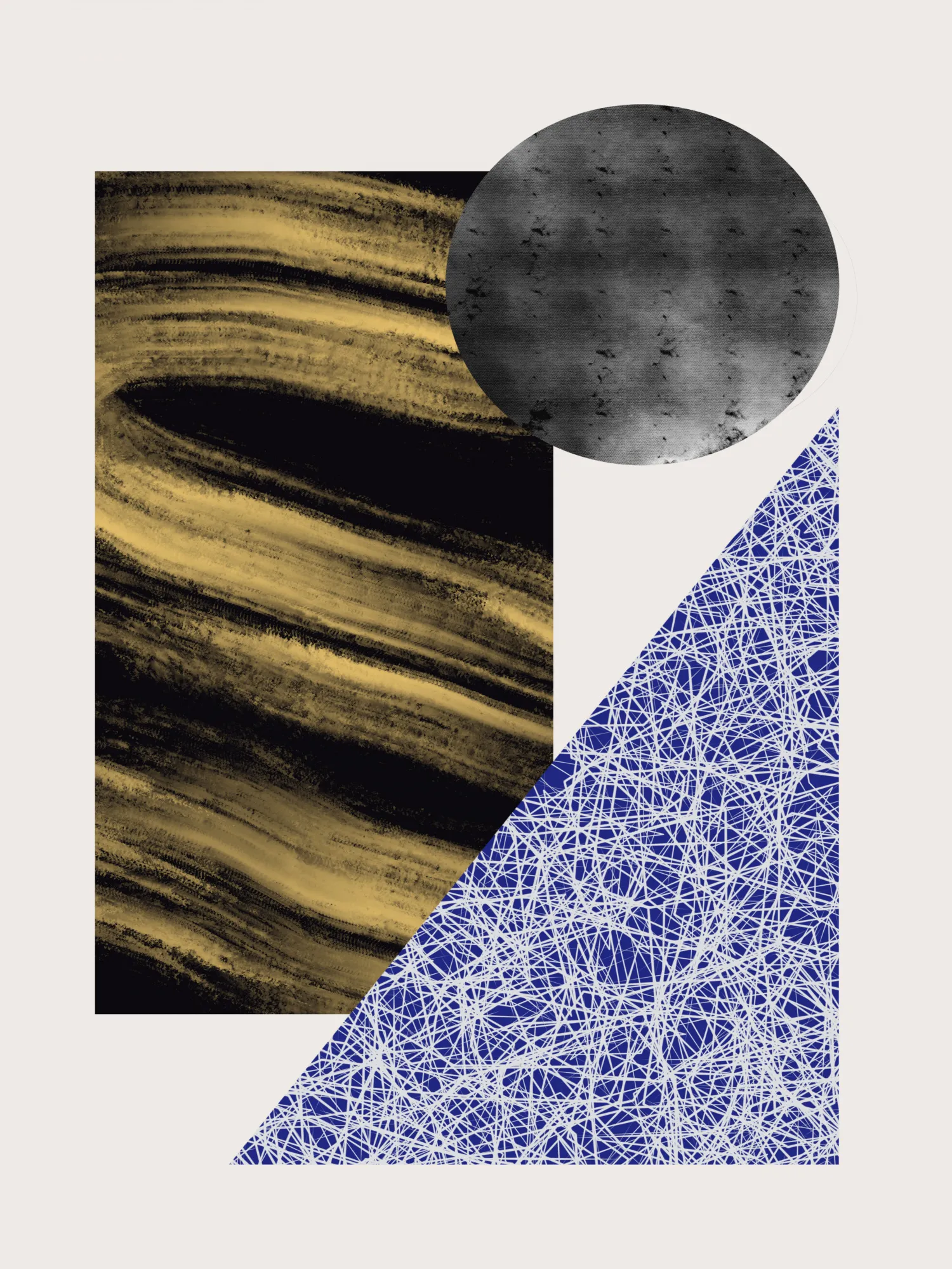 Geometric shapes with black and gold texture