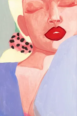 Portrait of a woman in red and blue hues