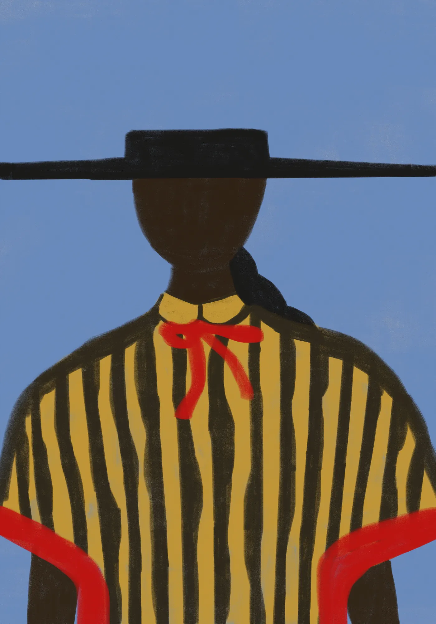 Bold hat woman in new mexico style stripes