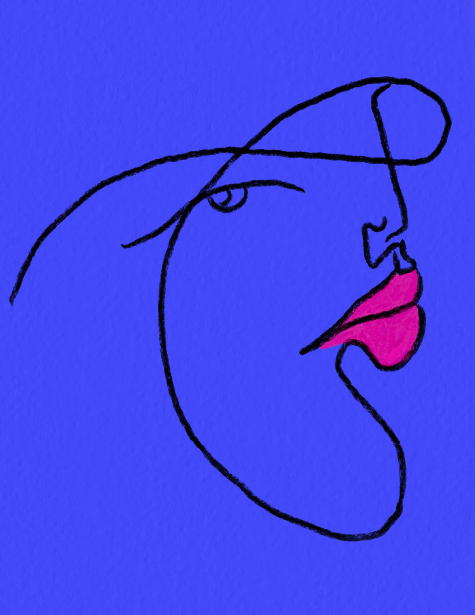 The moon by jlc art in blue line illustration