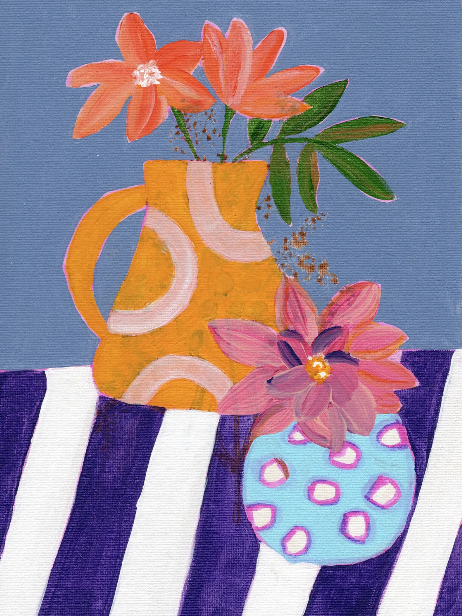 Farmhouse floral still life illustration