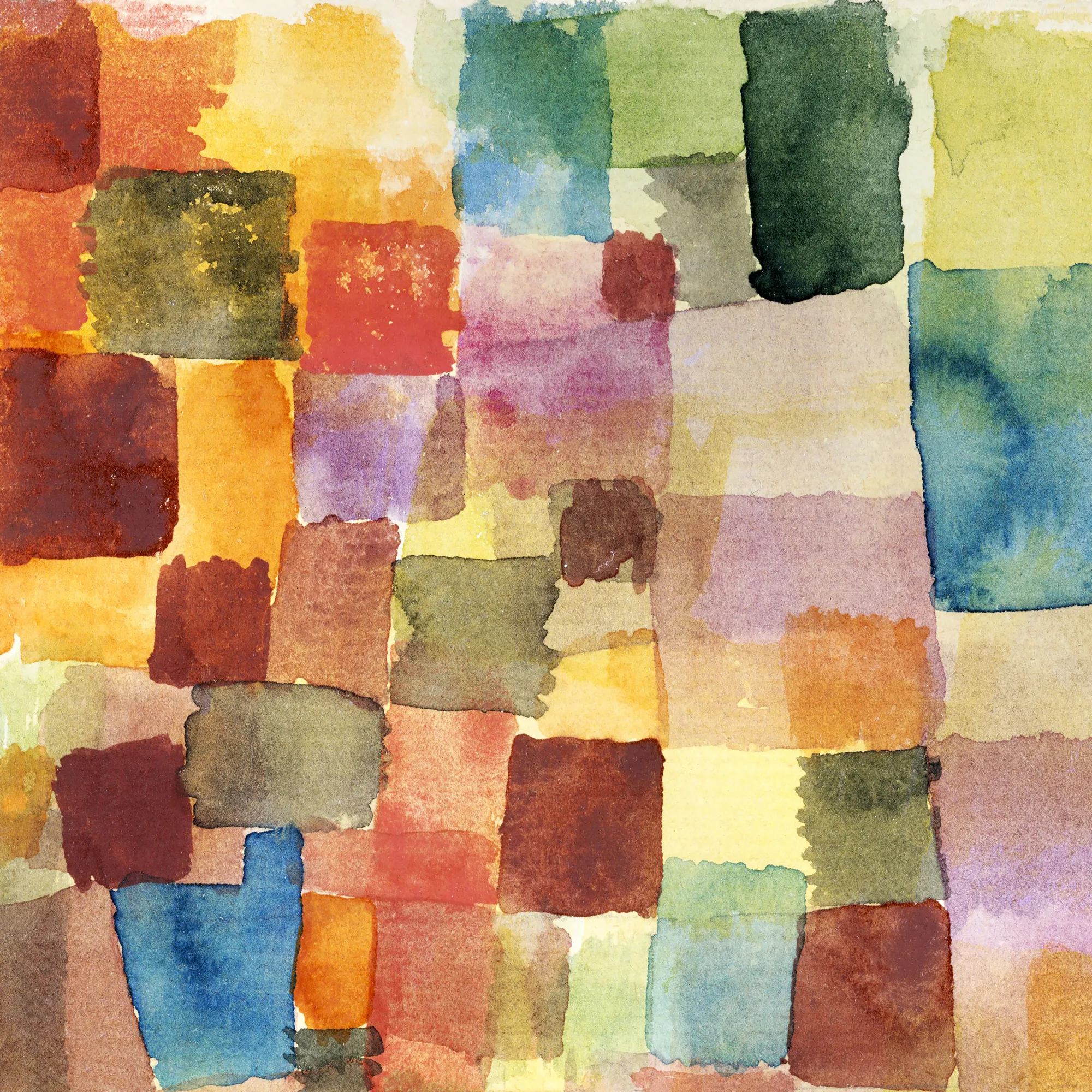 Abstract outdoor scene in watercolor by paul klee