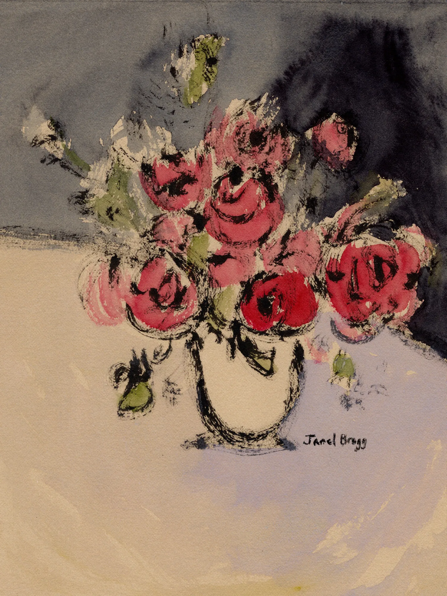 Bouquet with beige vase by janel bragg