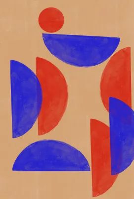 Geometric harmony in red and blue