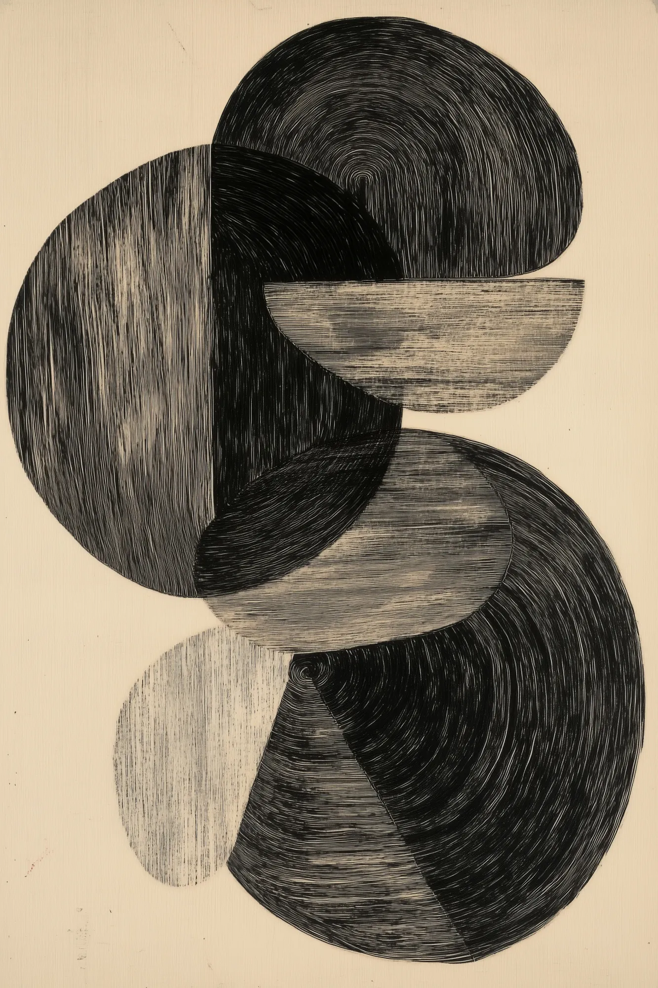 Black freeform abstract with circle geometry