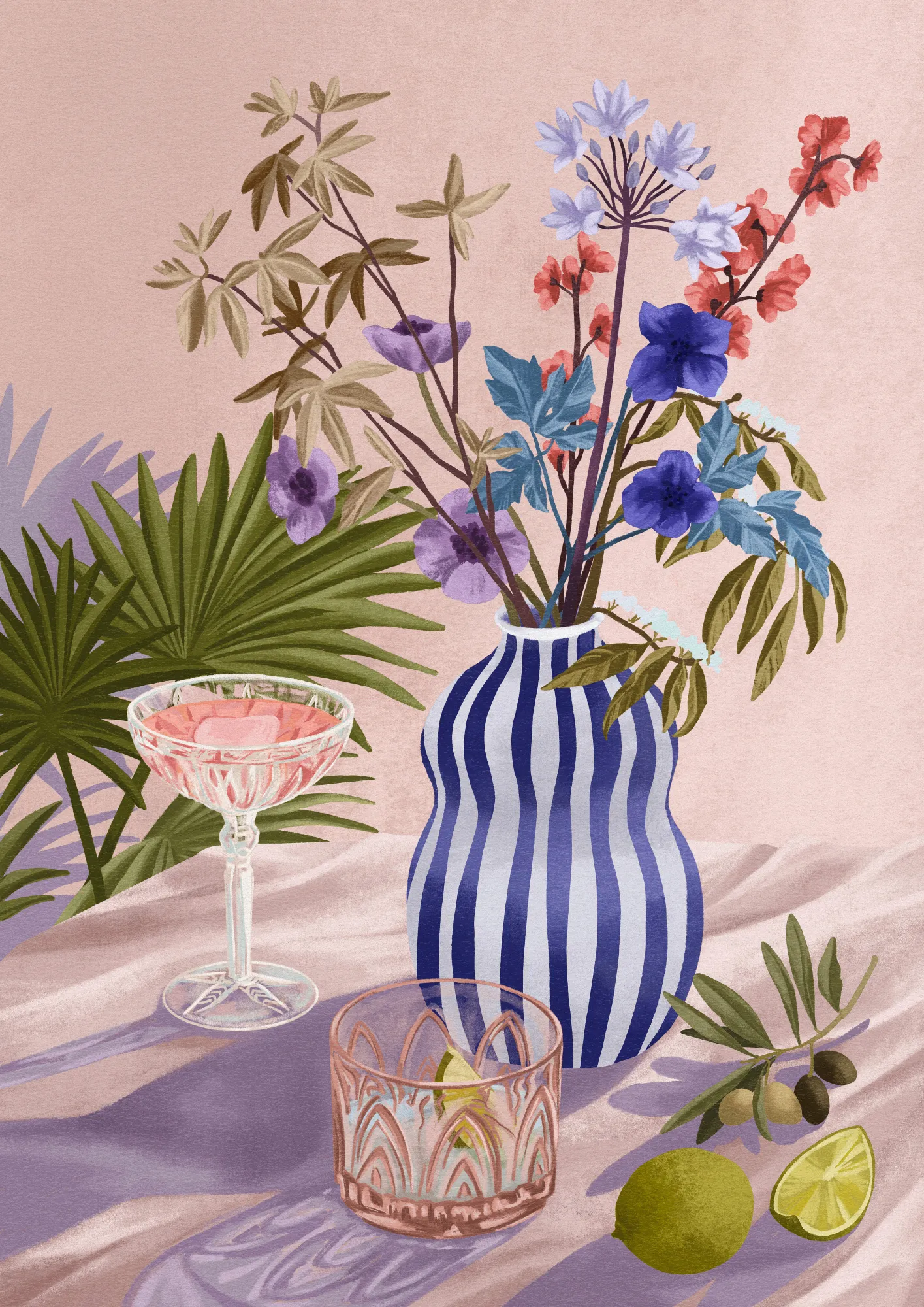 Lilac summer floral illustration by goed blauw