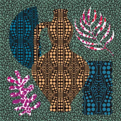 Mosaic bohemian composition in blue tones