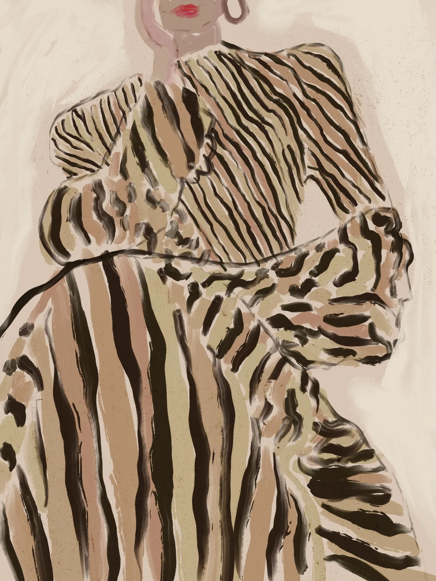 Zebra elegance portrait in fashion illustration