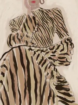Zebra elegance portrait in fashion illustration
