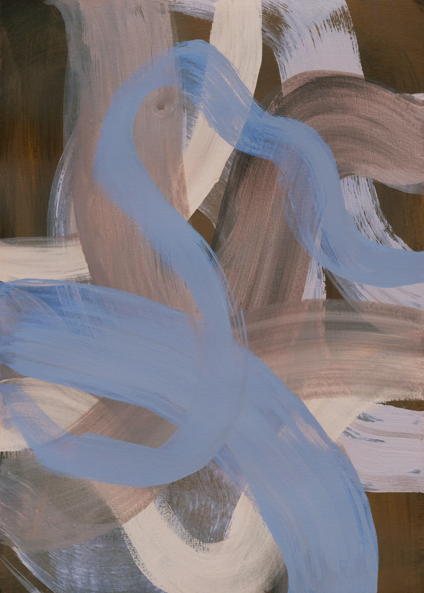 Abstract brush strokes in red and lilac