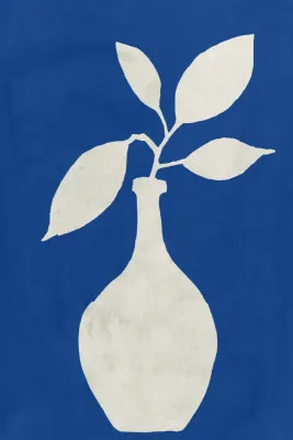White vase silhouette in prussian blue