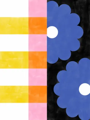 Floral stripes in vibrant retro hues