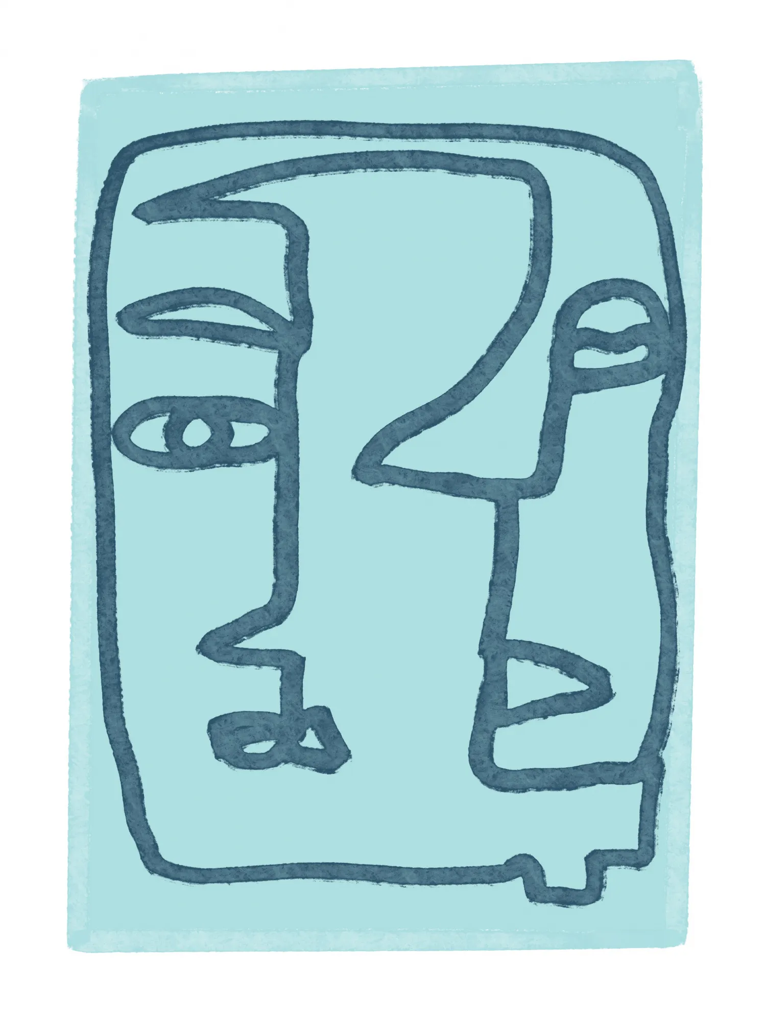 Blue abstract faces by sharyn bursic