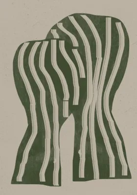 Curved stripes in soft green tones