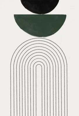 Arched geometry with soft green tones