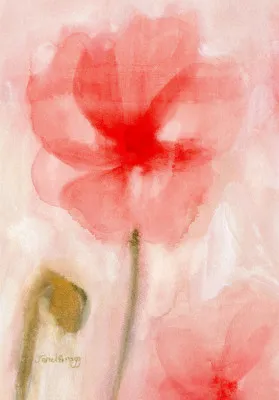 Floral impression in coral i by janel bragg