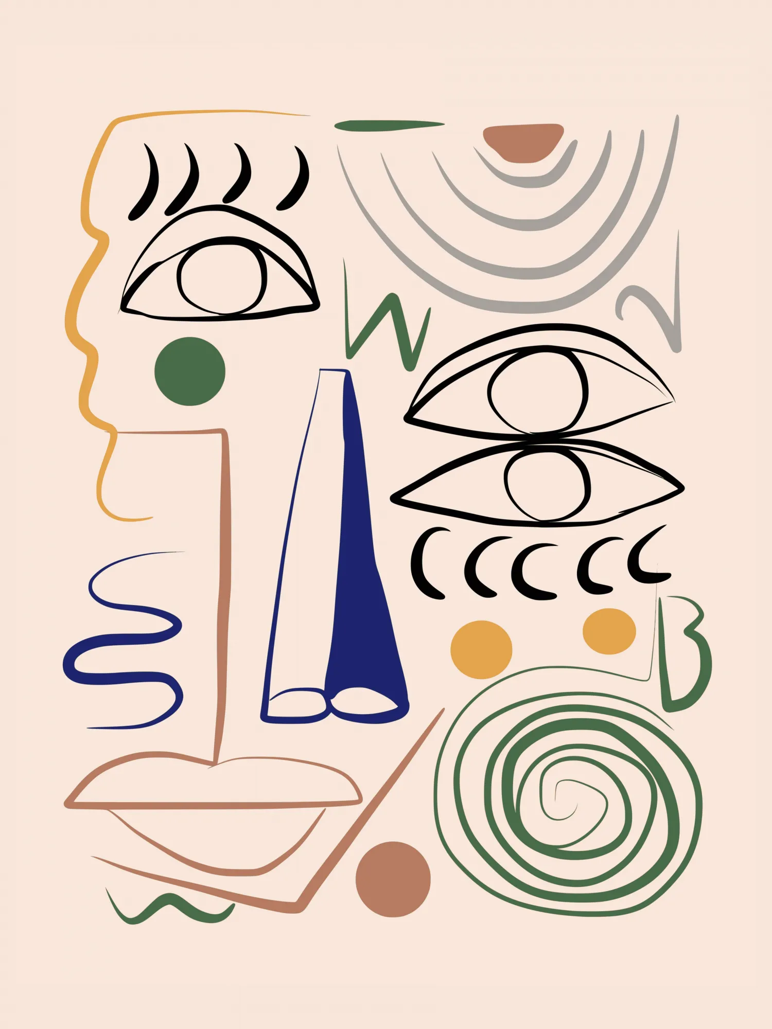 Line art bizarre vertical illustration by little dean