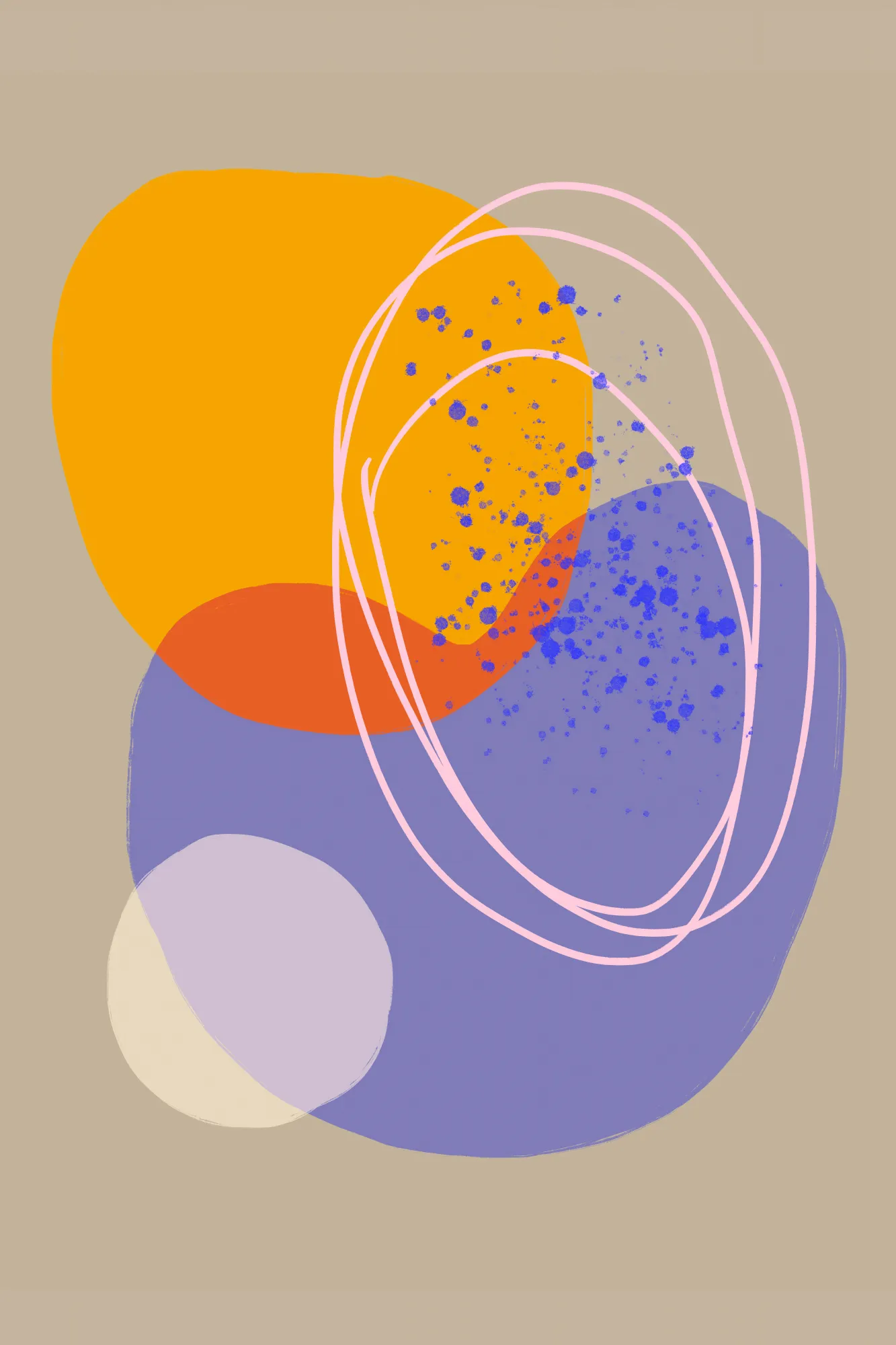 Vibrant ovals dance in abstract form