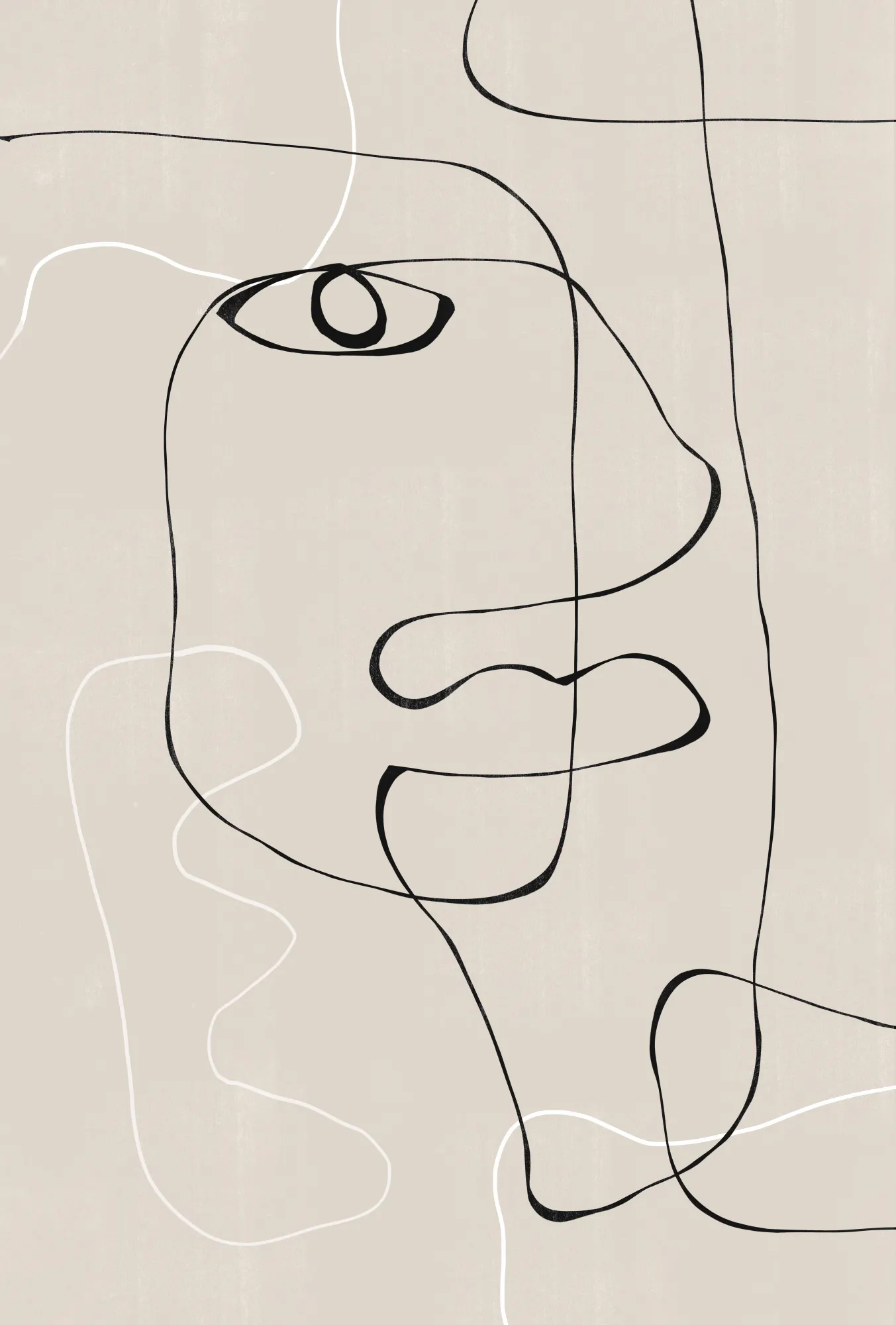 Line expression portrait in minimalist style