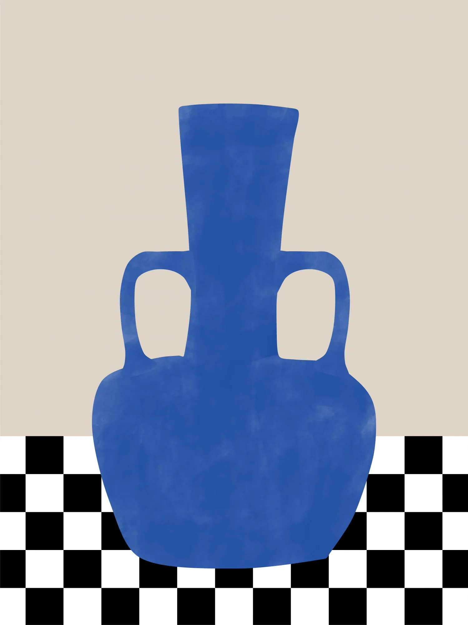 Azure vase on a checkered board illustration